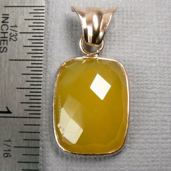 Briolette Yellow Agate 18K Rose Gold over Silver Pendant - Picture 5 of 11
